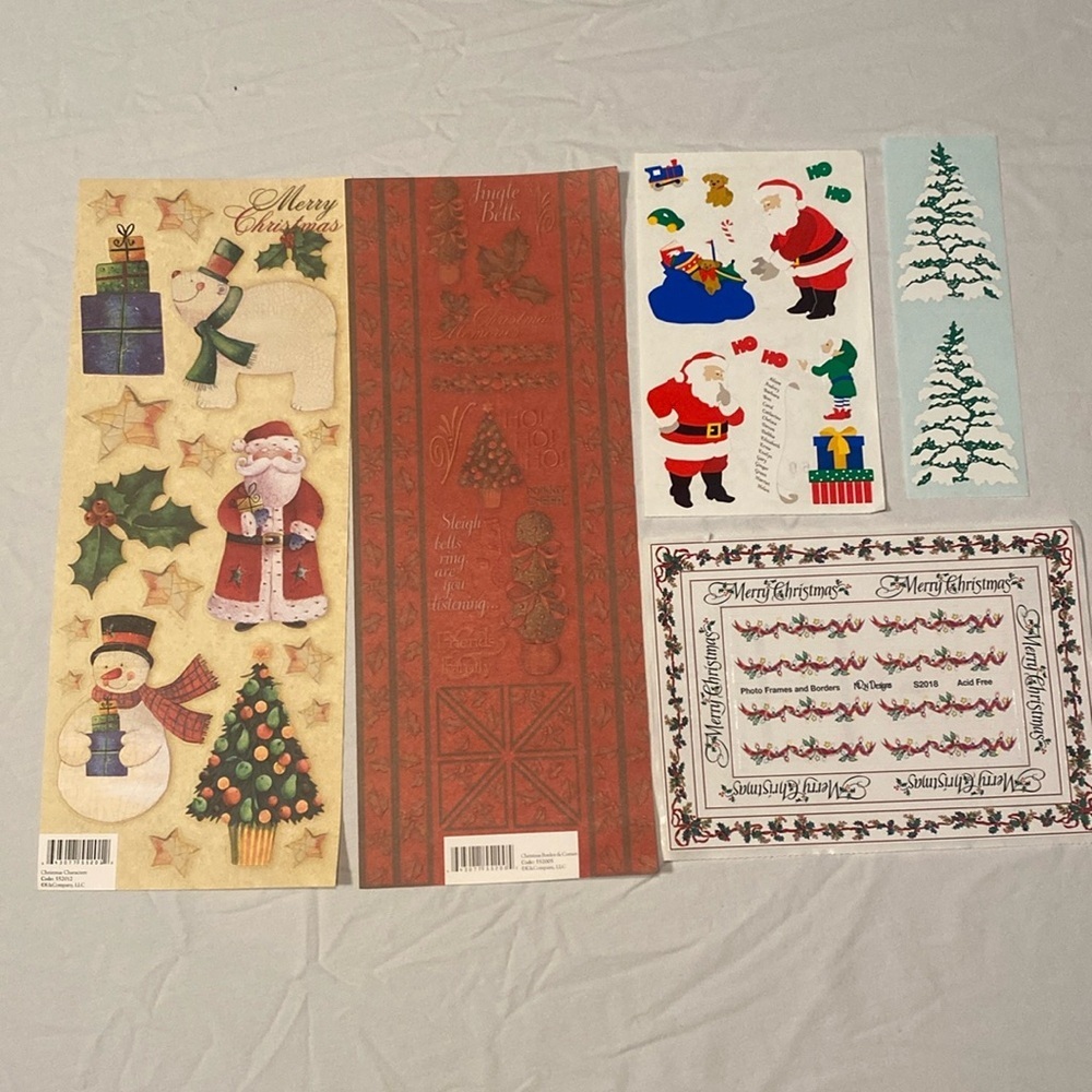 K&Company Assorted Christmas Scrapbooking Stickers Set of 5 Sheets NWOT